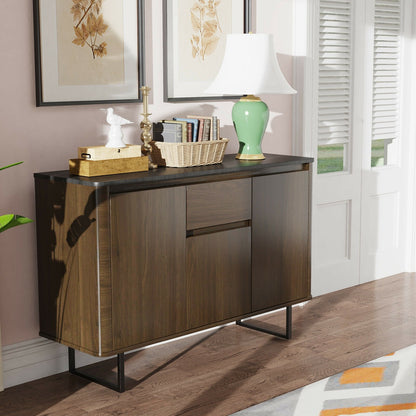 3-Door Kitchen Buffet Sideboard with Drawer for Living Room Dining Room, Brown Sideboards Cabinets & Buffets   at Gallery Canada