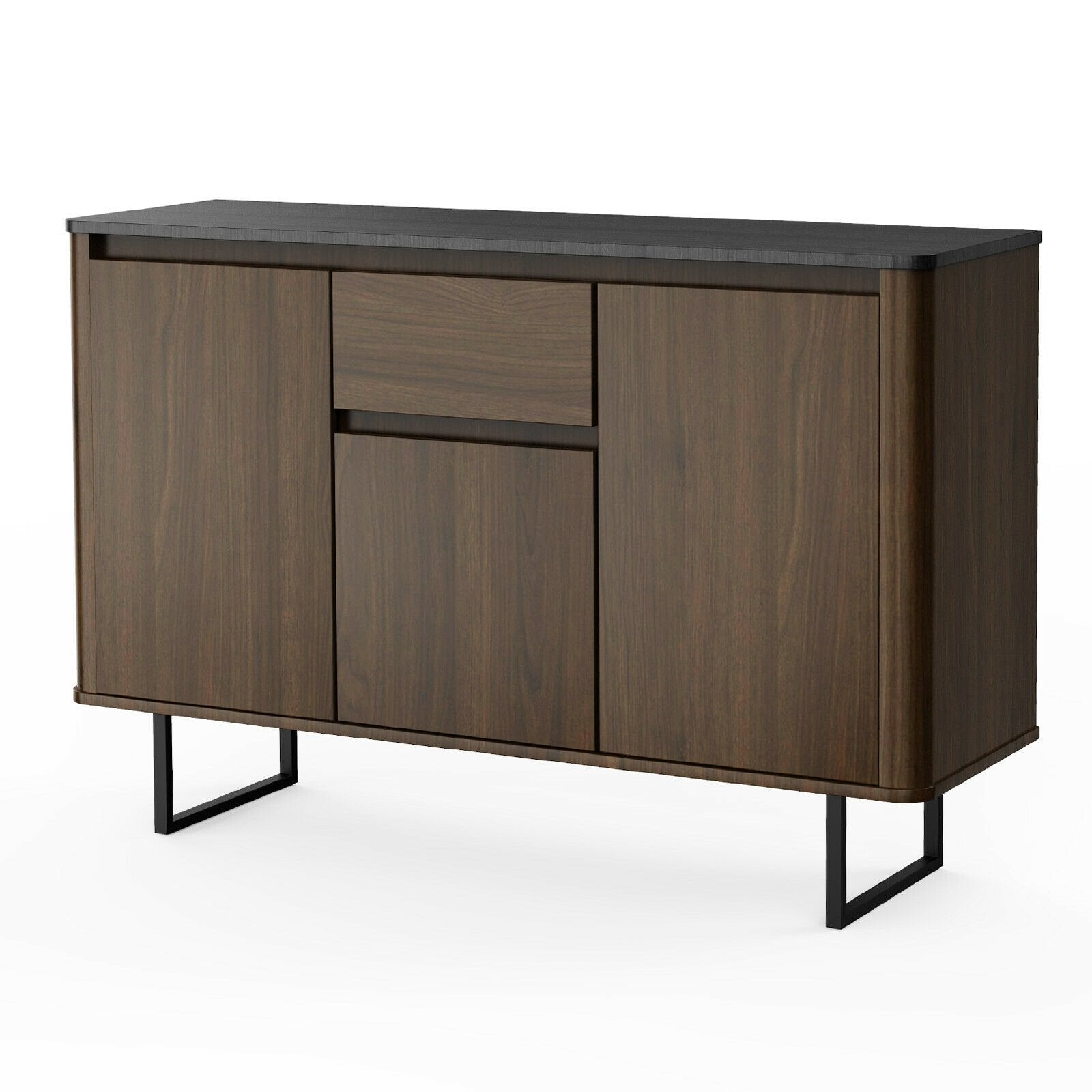 3-Door Kitchen Buffet Sideboard with Drawer for Living Room Dining Room, Brown Sideboards Cabinets & Buffets   at Gallery Canada