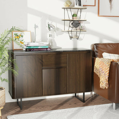 3-Door Kitchen Buffet Sideboard with Drawer for Living Room Dining Room, Brown Sideboards Cabinets & Buffets   at Gallery Canada