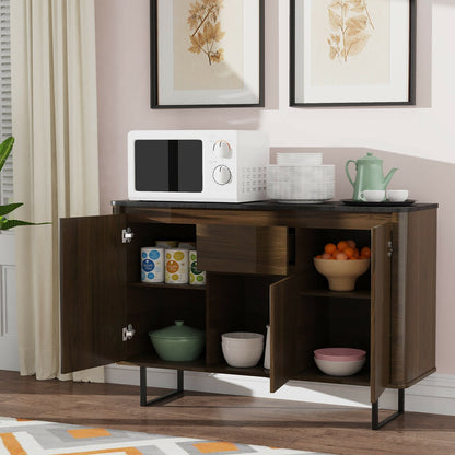 3-Door Kitchen Buffet Sideboard with Drawer for Living Room Dining Room, Brown Sideboards Cabinets & Buffets   at Gallery Canada