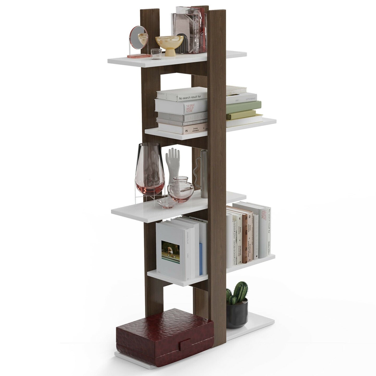 5-Tier Freestanding Bookshelf with Anti-Toppling Device, Brown - Gallery Canada