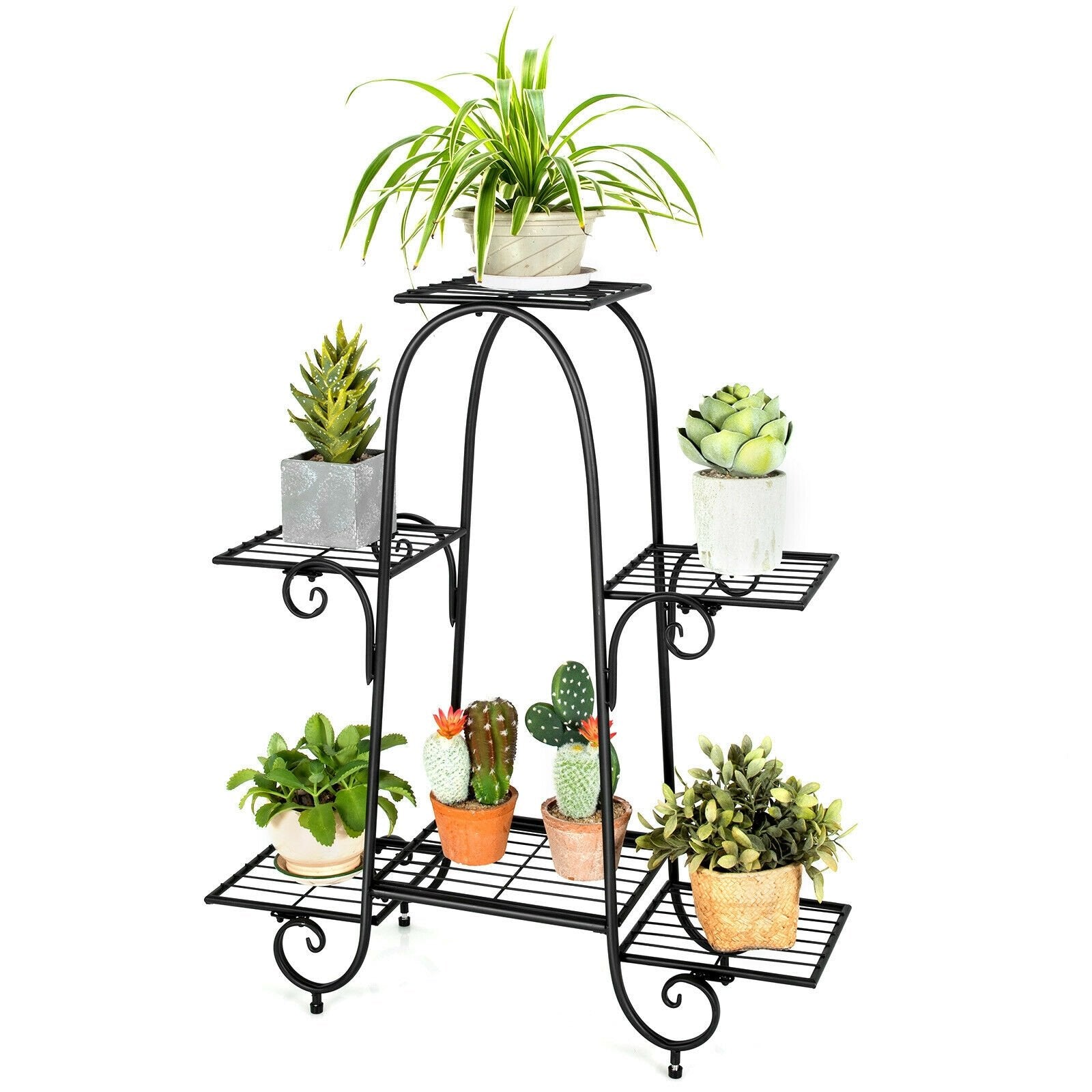 6-Tier Plant Stand with Adjustable Foot Pads, Black Plant Stands   at Gallery Canada