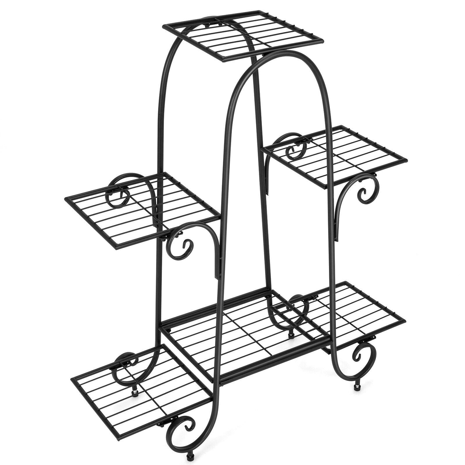 6-Tier Plant Stand with Adjustable Foot Pads, Black - Gallery Canada