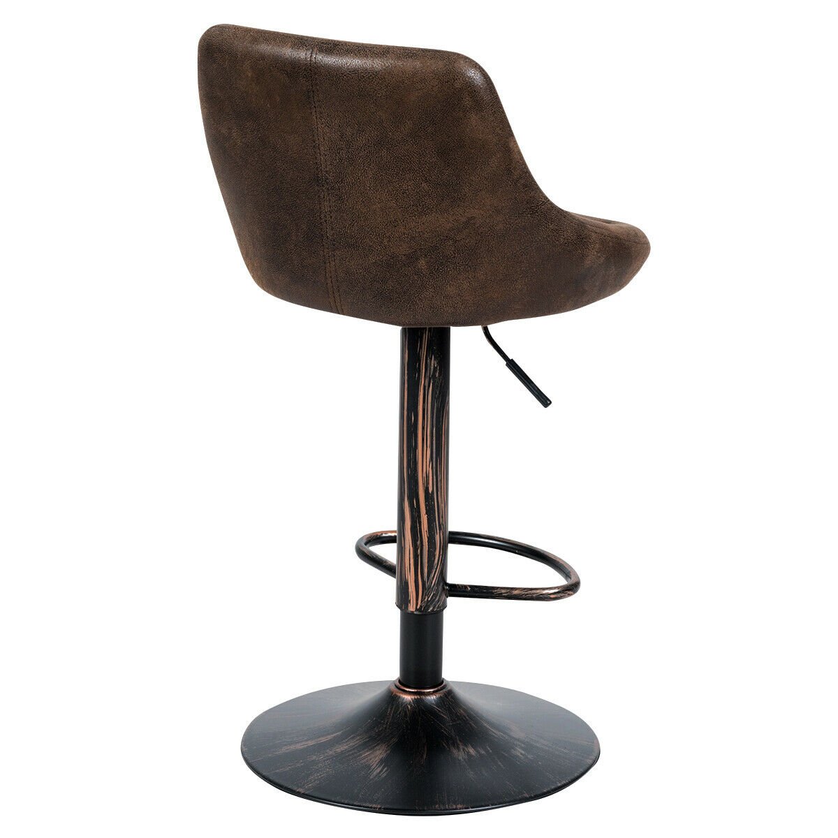 Set of 2 Adjustable Bar Stools with Backrest and Footrest, Dark Brown Bar Stools   at Gallery Canada