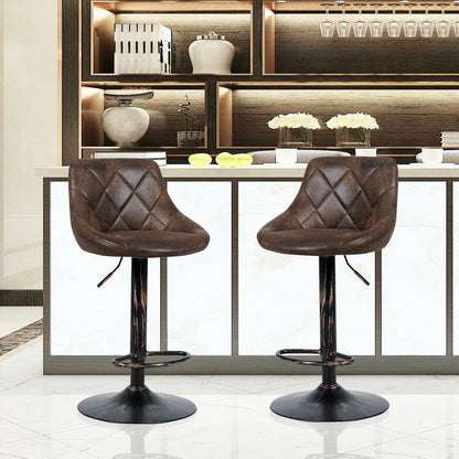 Set of 2 Adjustable Bar Stools with Backrest and Footrest, Dark Brown Bar Stools   at Gallery Canada