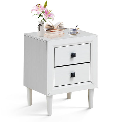 Multipurpose Retro Bedside Nightstand/ End Table with 2 Drawers, White Nightstands   at Gallery Canada