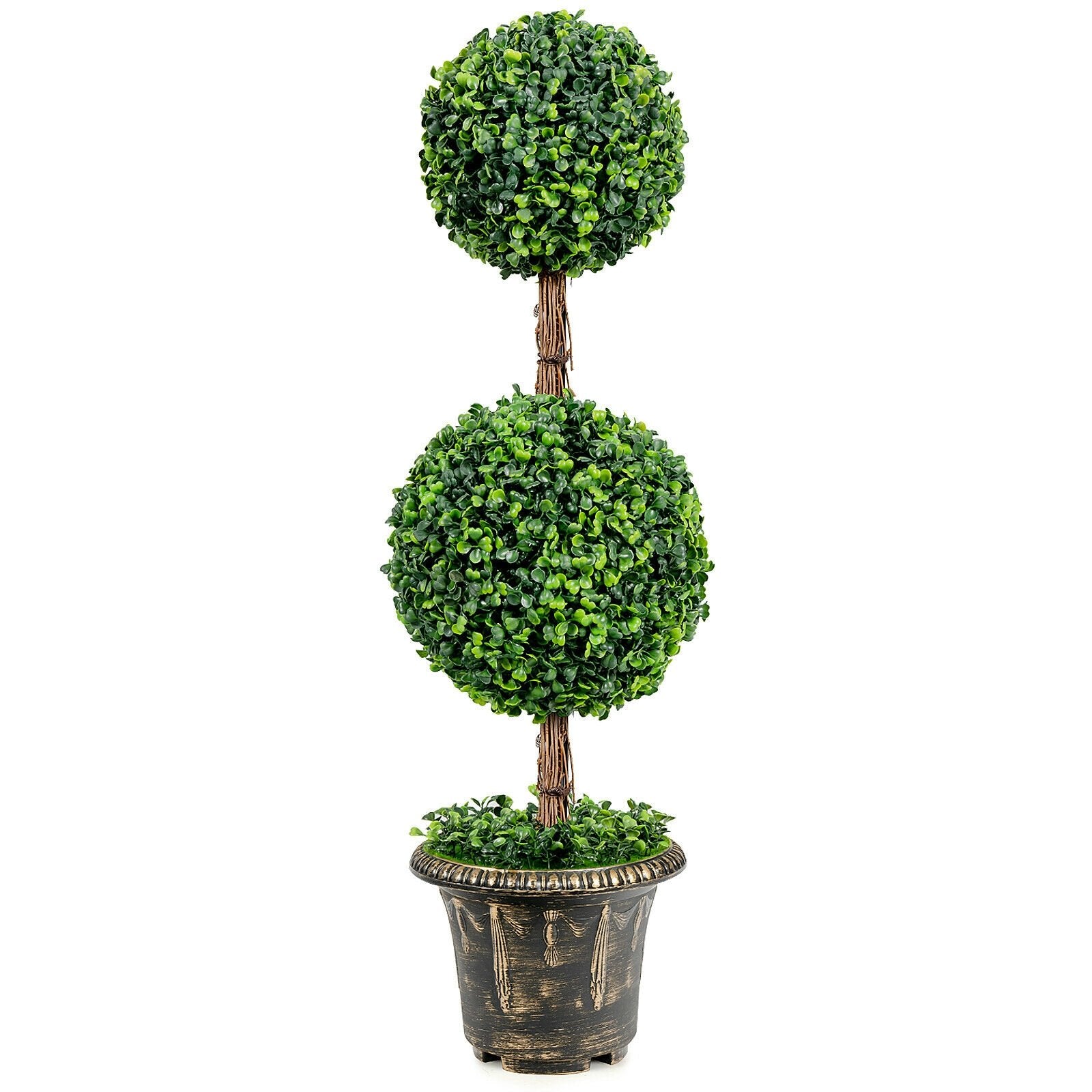 36 Inch Artificial Double Ball Tree Indoor and Outdoor UV Protection, Green Faux Plants   at Gallery Canada