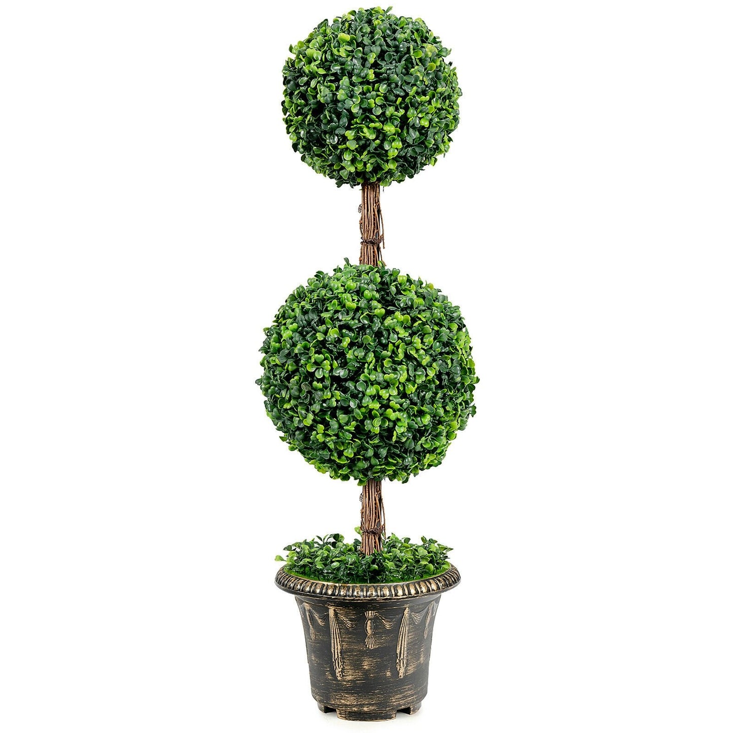 36 Inch Artificial Double Ball Tree Indoor and Outdoor UV Protection, Green - Gallery Canada
