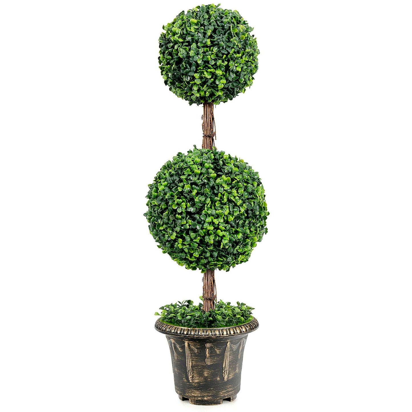 36 Inch Artificial Double Ball Tree Indoor and Outdoor UV Protection, Green Faux Plants   at Gallery Canada