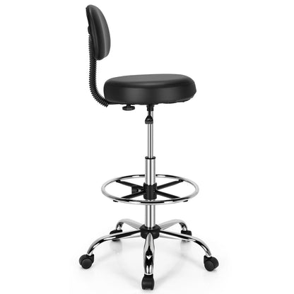 Swivel Drafting Chair with Retractable Mid Back and Adjustable Foot Ring, Black Mesh Chairs   at Gallery Canada