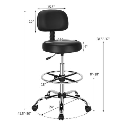 Swivel Drafting Chair with Retractable Mid Back and Adjustable Foot Ring, Black Mesh Chairs   at Gallery Canada