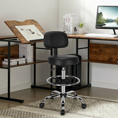 Swivel Drafting Chair with Retractable Mid Back and Adjustable Foot Ring, Black Mesh Chairs   at Gallery Canada