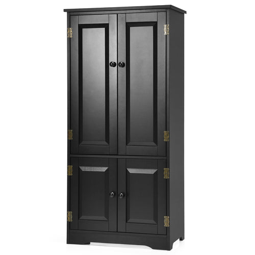 Accent Floor Storage Cabinet with Adjustable Shelves Antique 2-Door, Black