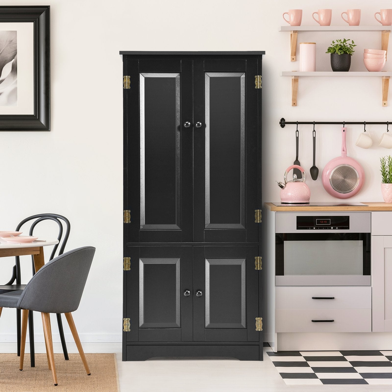 Accent Floor Storage Cabinet with Adjustable Shelves Antique 2-Door, Black Armoires & Wardrobes   at Gallery Canada