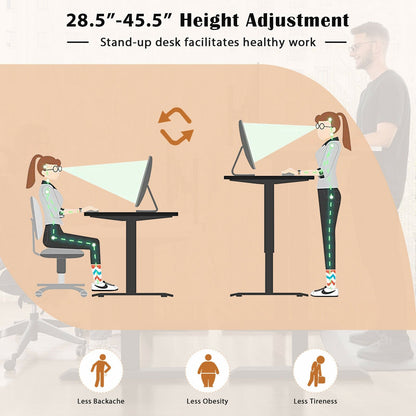 L-shaped Electric Standing Desk with 4 Memory Positions and LCD Display, Black Standing Desks   at Gallery Canada