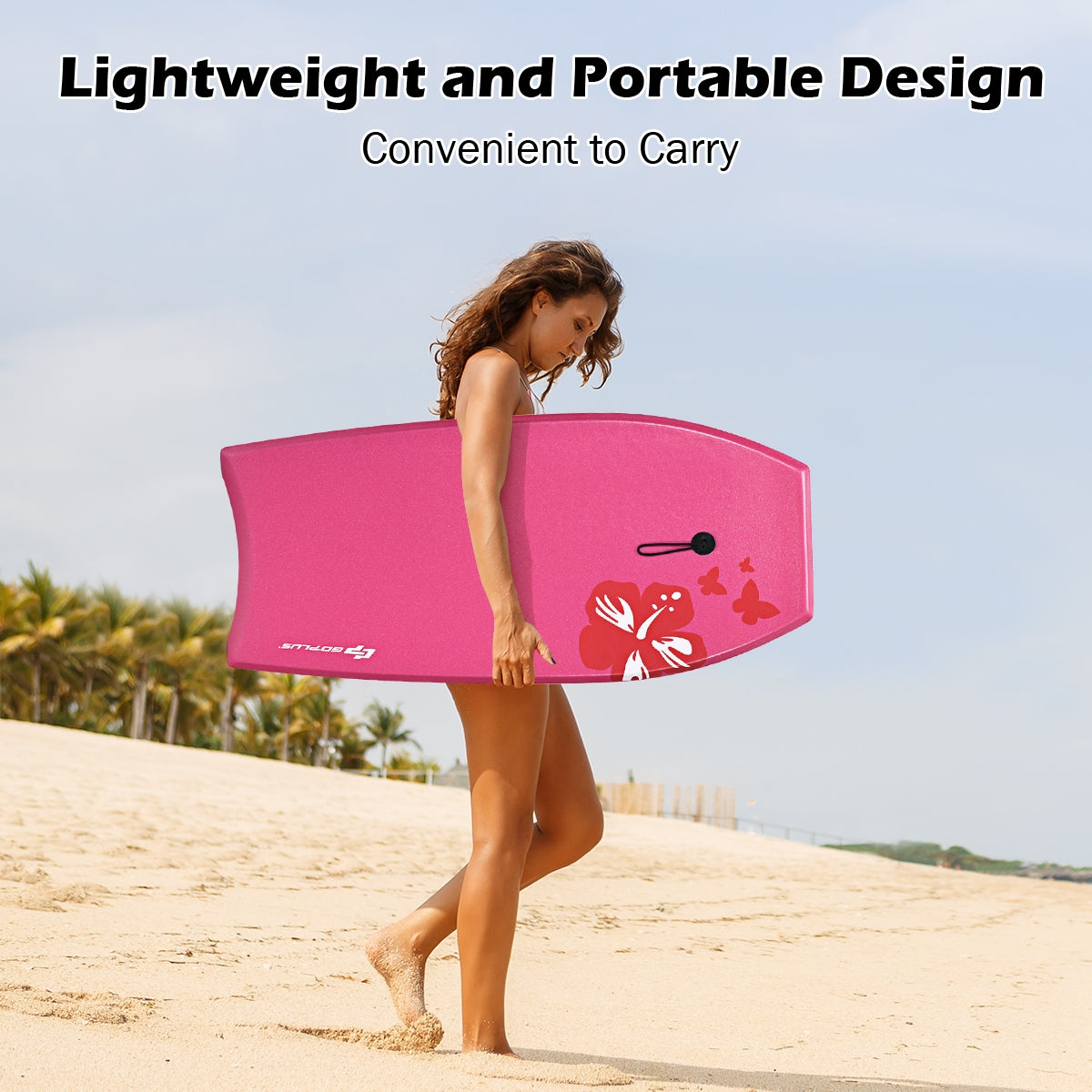 Lightweight Bodyboard Surfing with Leash EPS Core Boarding IXPE-M, Pink Surfing at Gallery Canada