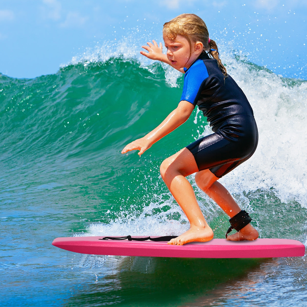 Lightweight Bodyboard Surfing with Leash EPS Core Boarding IXPE-M, Pink Surfing at Gallery Canada