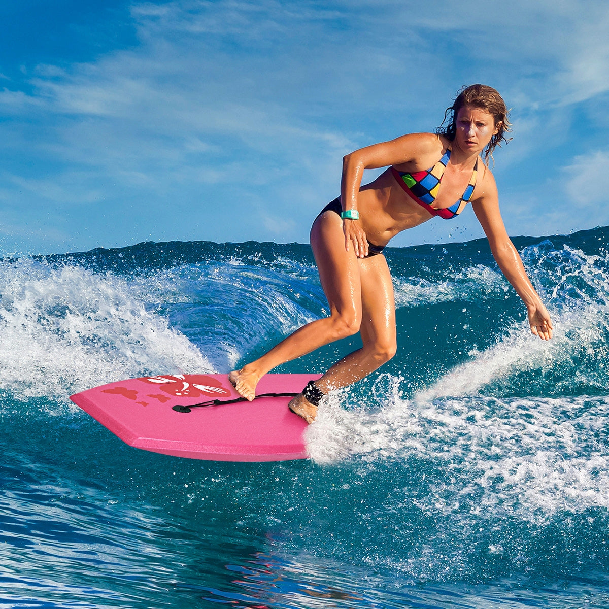 Lightweight Bodyboard Surfing with Leash EPS Core Boarding IXPE-M, Pink Surfing at Gallery Canada