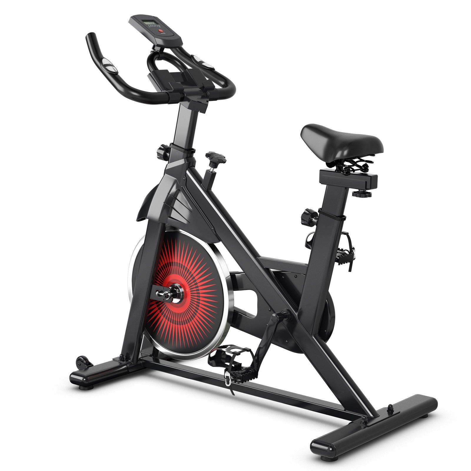 Adjustable Indoor Silent Belt Drive Resistance Cycling Stationary Bike, Red Exercise Bikes at Gallery Canada