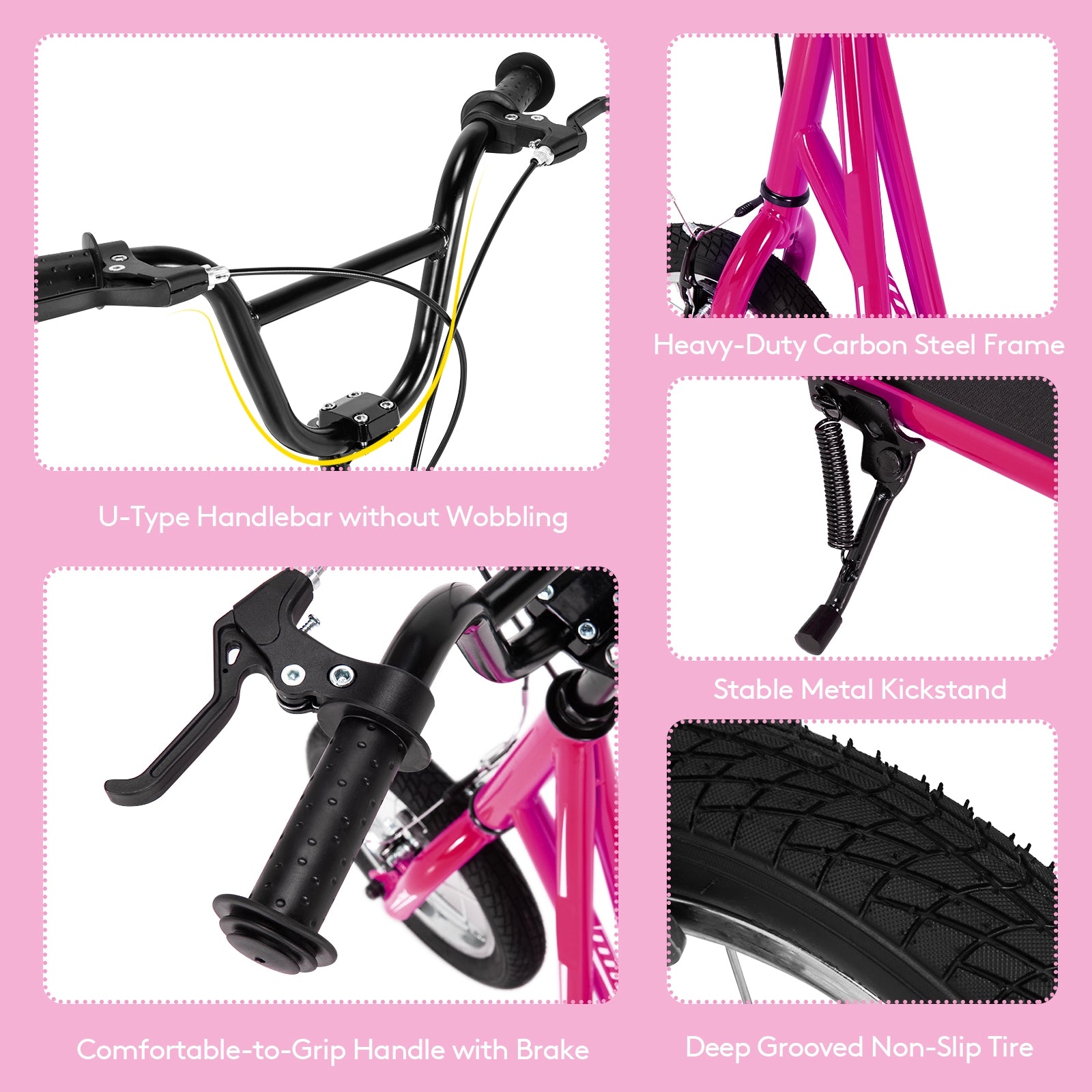 Height Adjustable Kid Kick Scooter with 12 Inch Air Filled Wheel, Pink Scooters at Gallery Canada