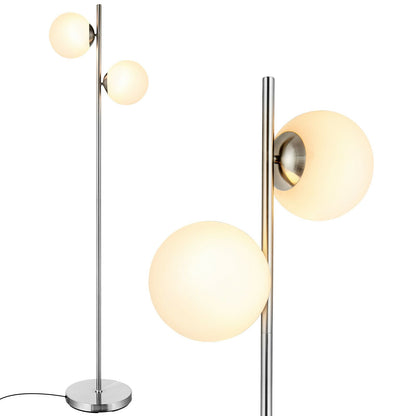 65 Inch LED Floor Lamp with 2 Light Bulbs and Foot Switch, Silver - Gallery Canada