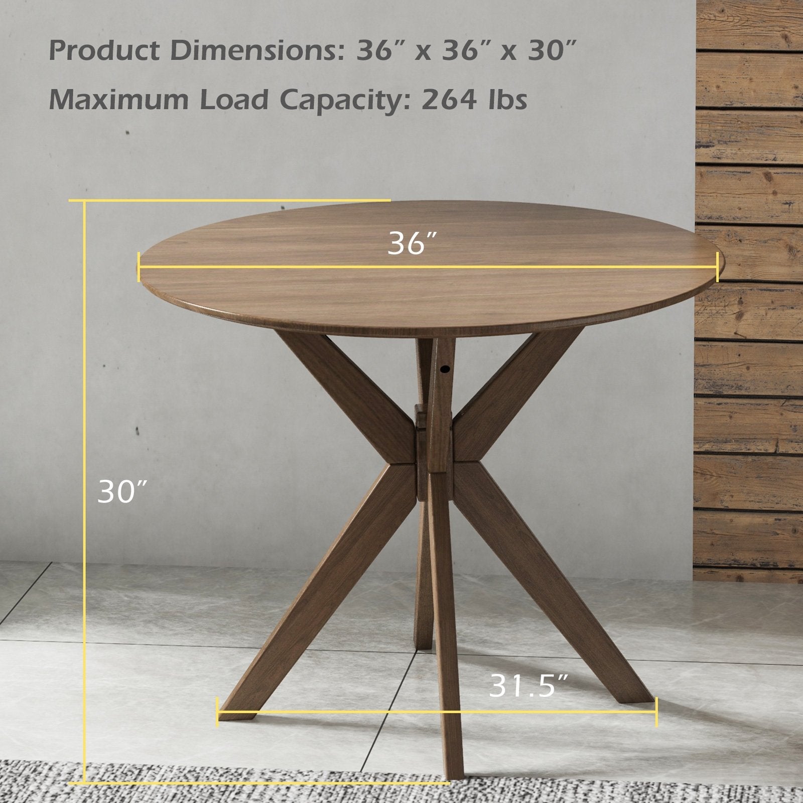 36 Inch Round Wood Dining Table with Intersecting Pedestal Base Dining Tables   at Gallery Canada