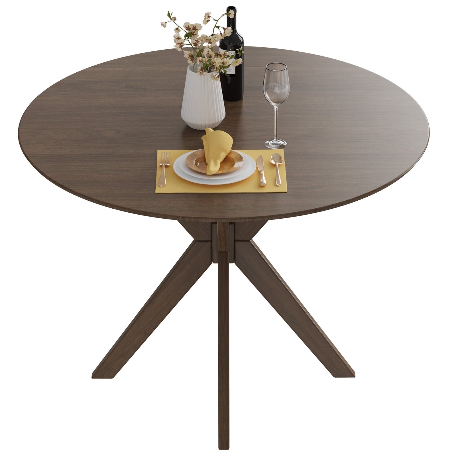 36 Inch Round Wood Dining Table with Intersecting Pedestal Base Dining Tables   at Gallery Canada