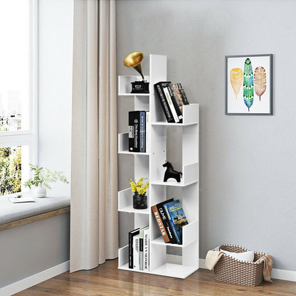 8-Tier Bookshelf Bookcase with 8 Open Compartments Space-Saving Storage Rack , White - Gallery Canada