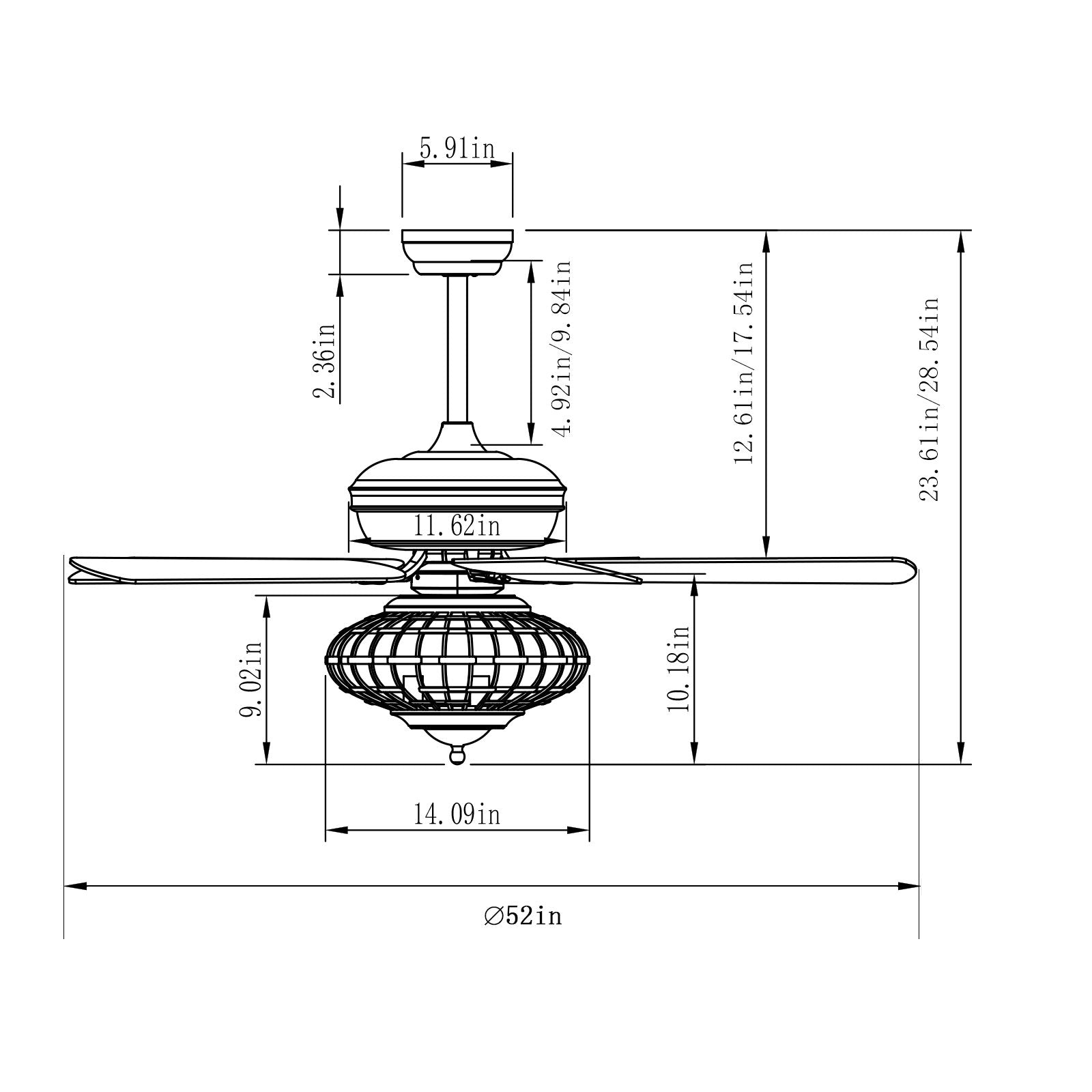 52 Inches Ceiling Fan with Wooden Blades and Remote Control, Silver Ceiling Fans   at Gallery Canada