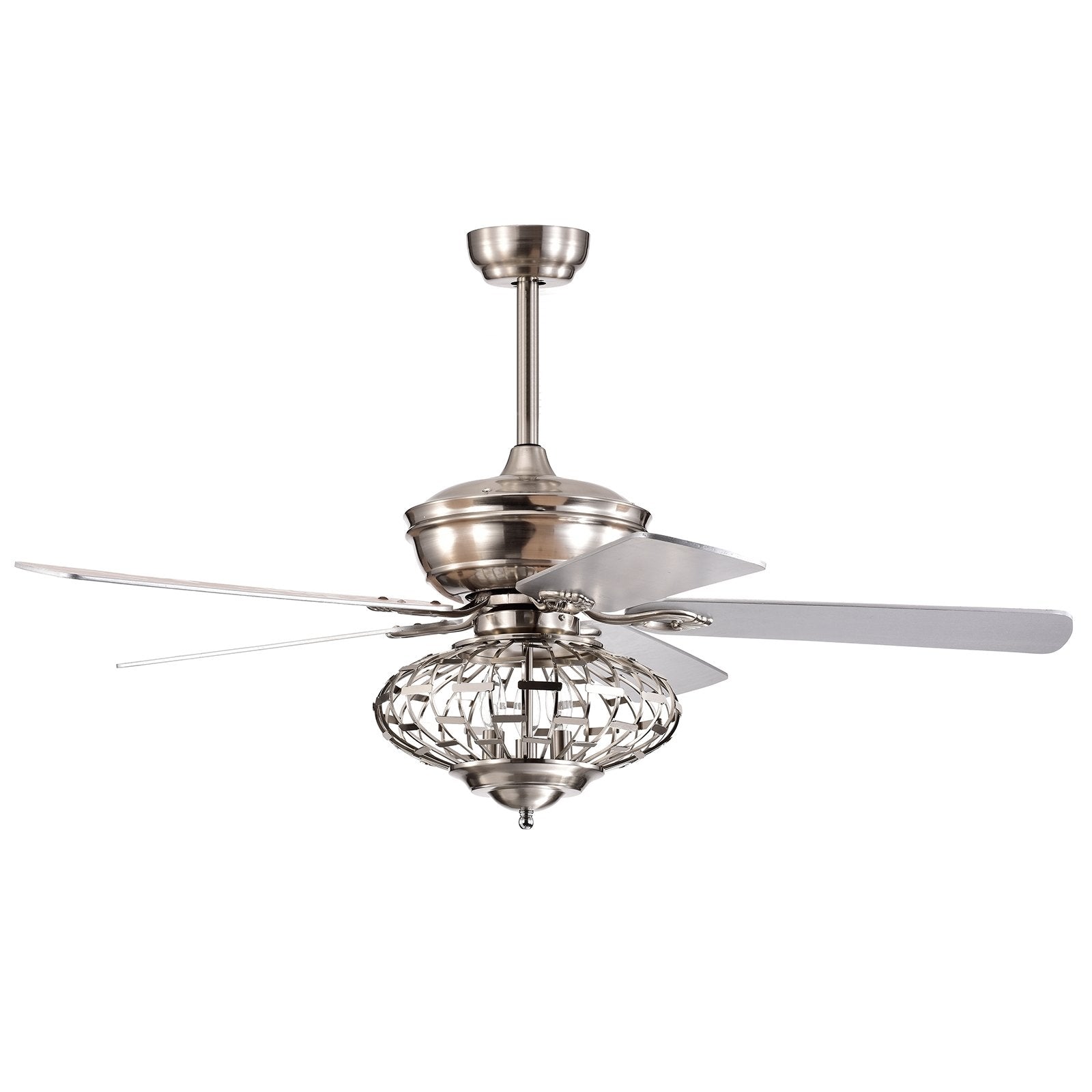 52 Inches Ceiling Fan with Wooden Blades and Remote Control, Silver Ceiling Fans   at Gallery Canada