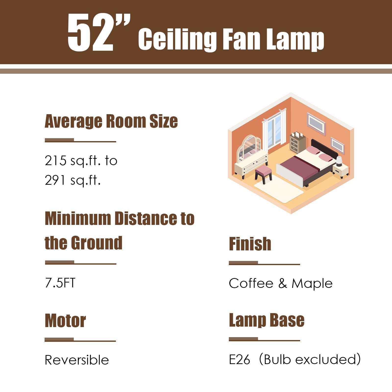 52 Inch 3-Speed Crystal Ceiling Fan Light with Remote Control, Black Ceiling Fans   at Gallery Canada