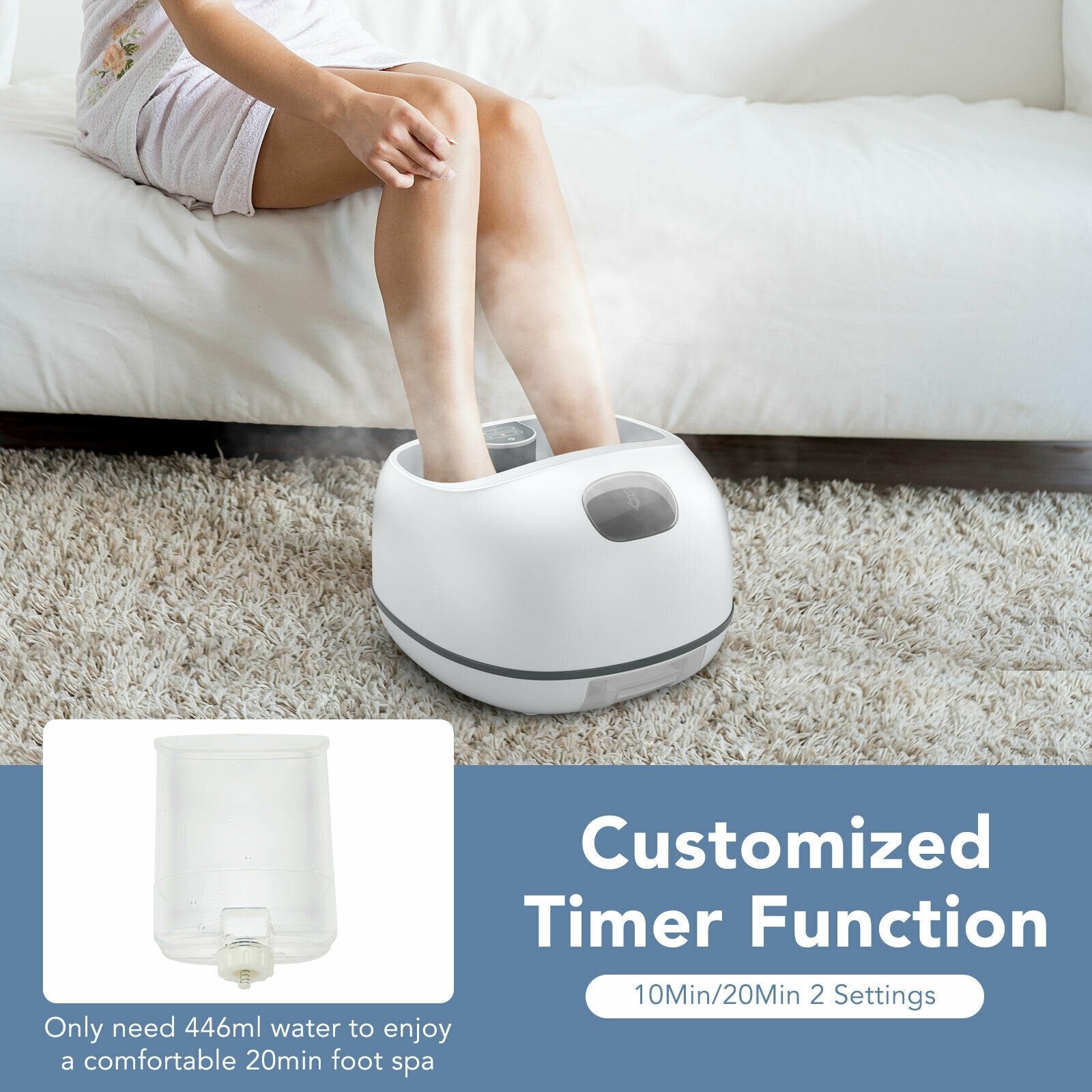 Steam Foot Spa Massager With 3 Heating Levels and Timers, White Foot Massager   at Gallery Canada