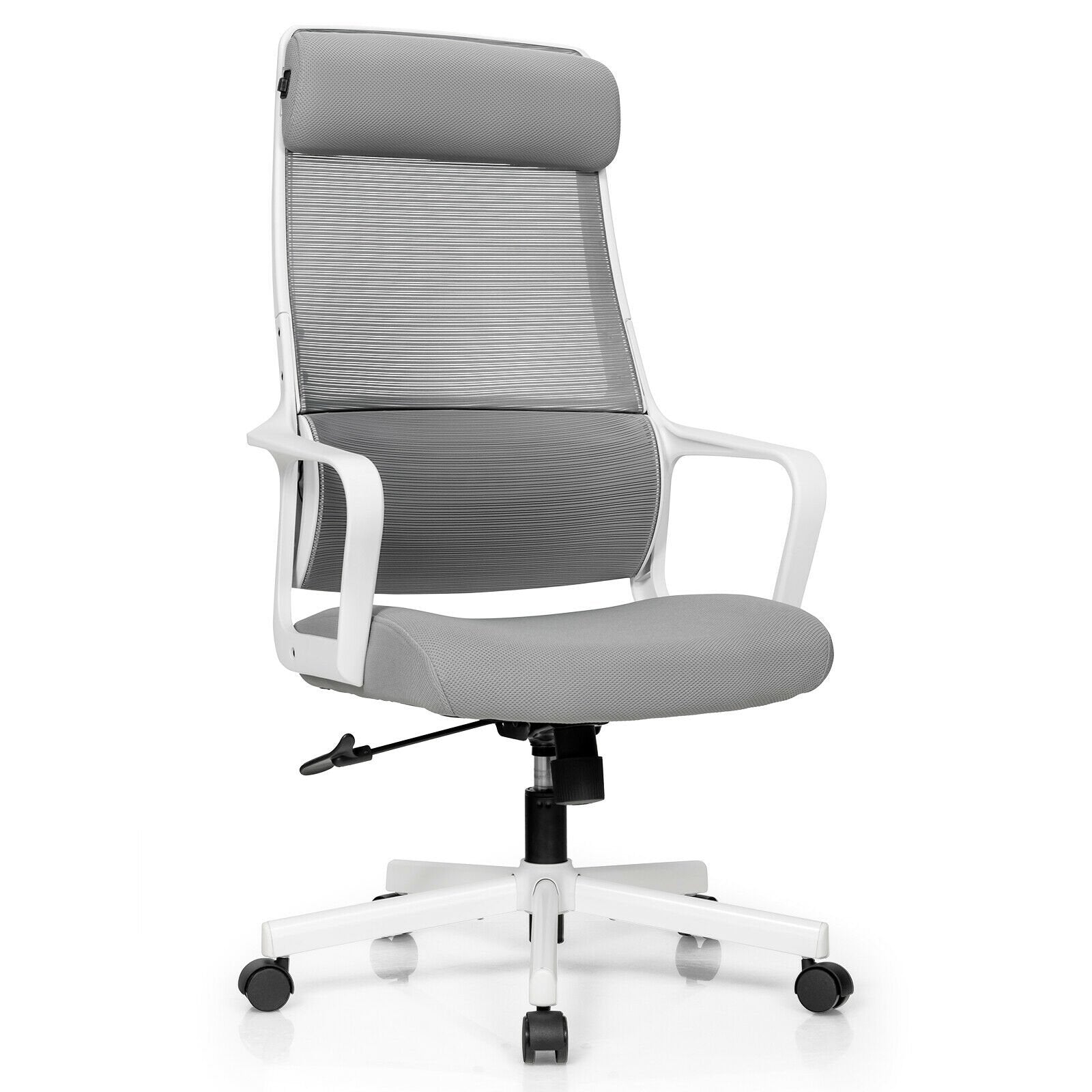 Adjustable Mesh Office Chair with Heating Support Headrest, Gray Ergonomic Chairs   at Gallery Canada