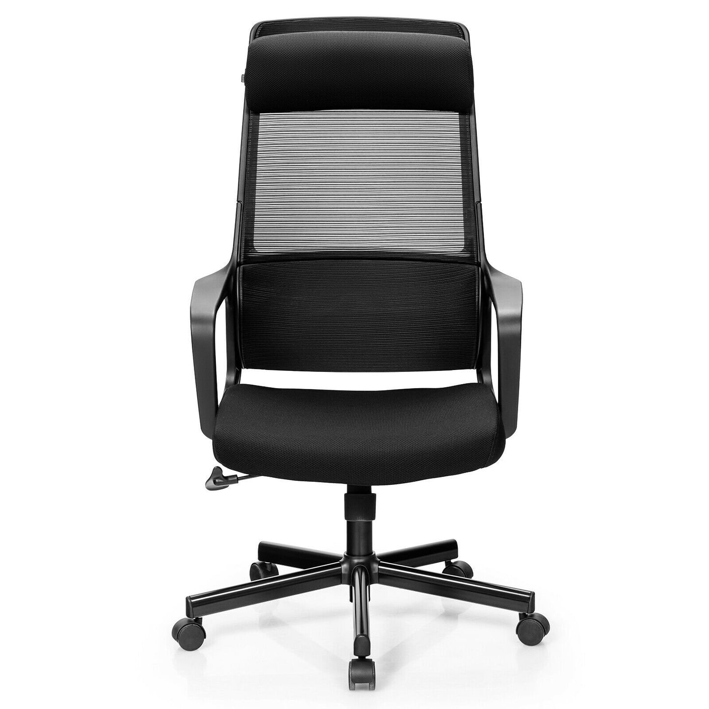 Adjustable Mesh Office Chair with Heating Support Headrest, Black Ergonomic Chairs   at Gallery Canada