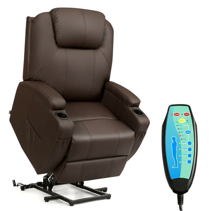 Heated Vibration Massage Power Lift Chair with Remote, Brown - Gallery Canada