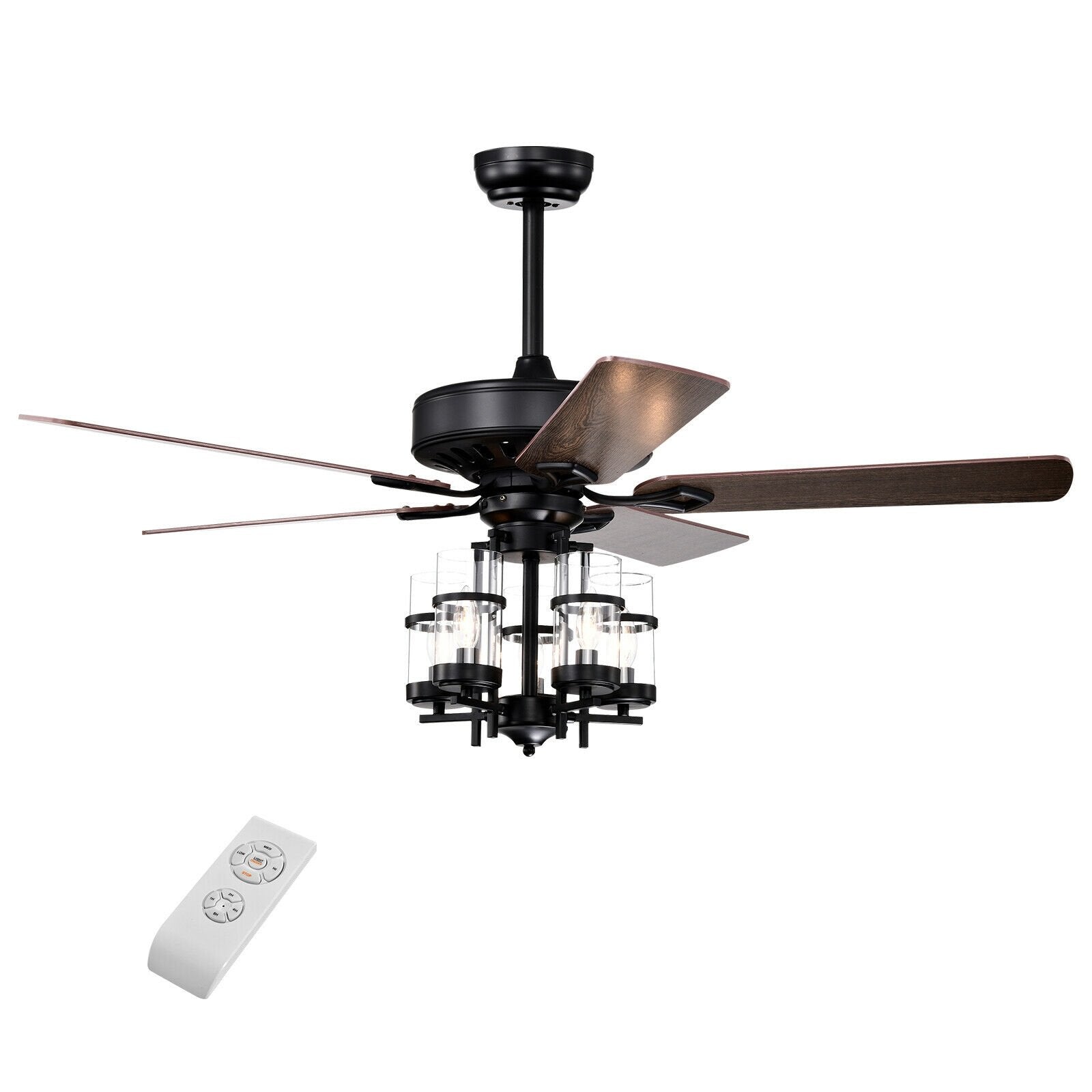 50 Inch Noiseless Ceiling Fan Light with Explosion-proof Glass Lampshades, Black Ceiling Fans   at Gallery Canada