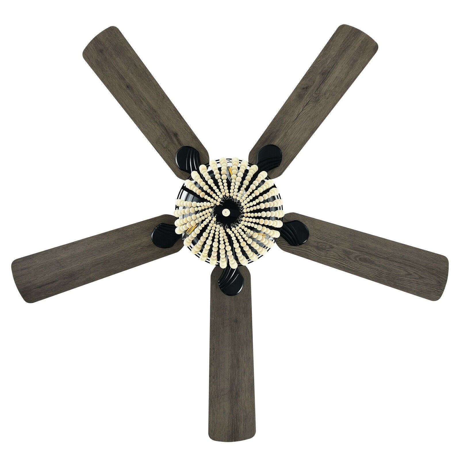 52 Inch Retro Ceiling Fan Light with Reversible Blades Remote Control, Black Ceiling Fans   at Gallery Canada