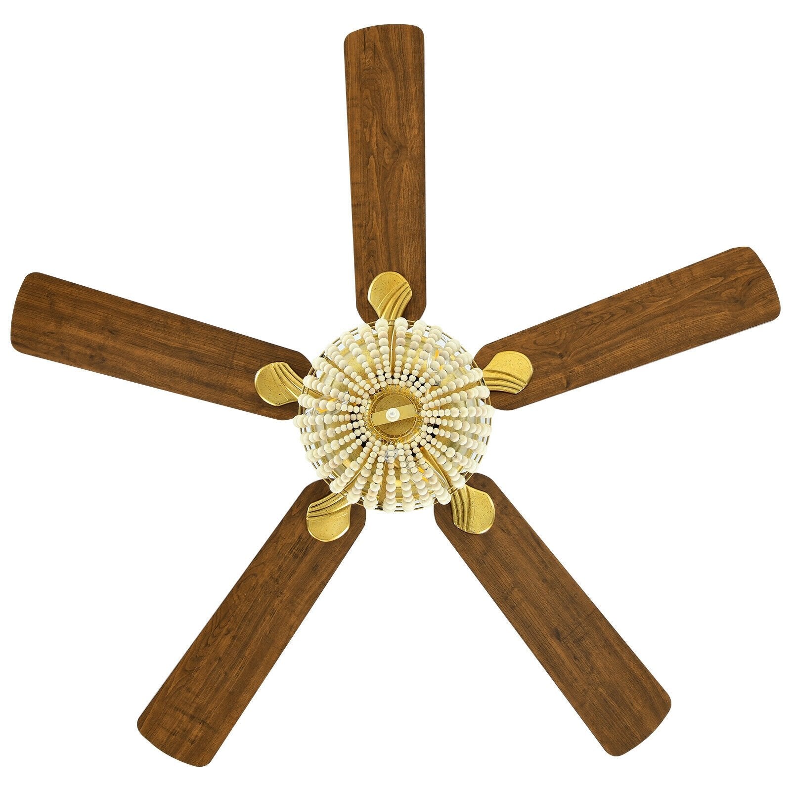 52 Inch Retro Ceiling Fan Light with Reversible Blades Remote Control, Golden - Gallery Canada