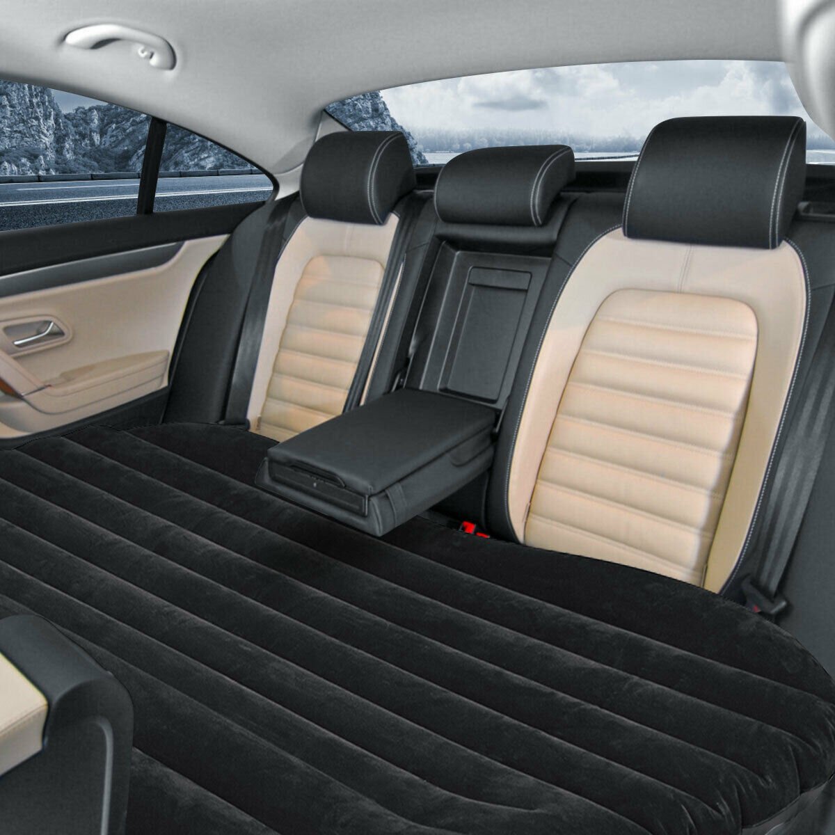 Inflatable Backseat Flocking Mattress Car SUV Travel with Pump, Black Air Mattresses & Sleeping Bags   at Gallery Canada
