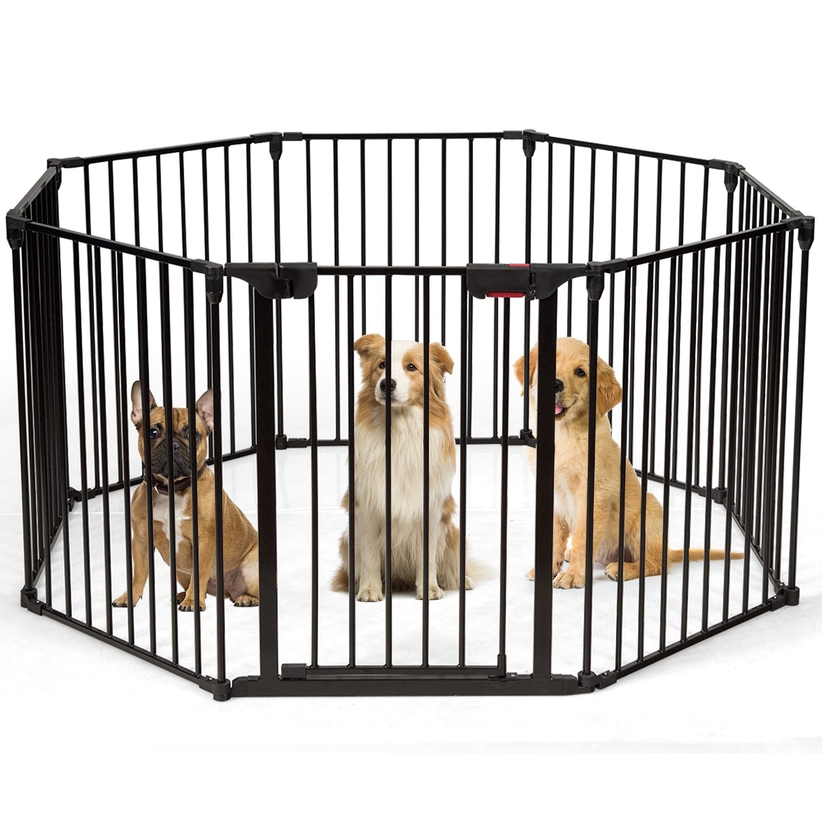 Adjustable Panel Baby Safe Metal Gate Play Yard, Black Pet Gate   at Gallery Canada