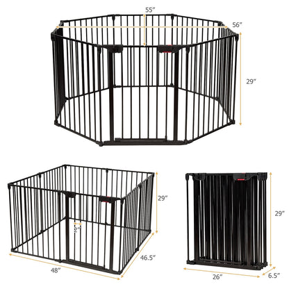 Adjustable Panel Baby Safe Metal Gate Play Yard, Black Pet Gate   at Gallery Canada