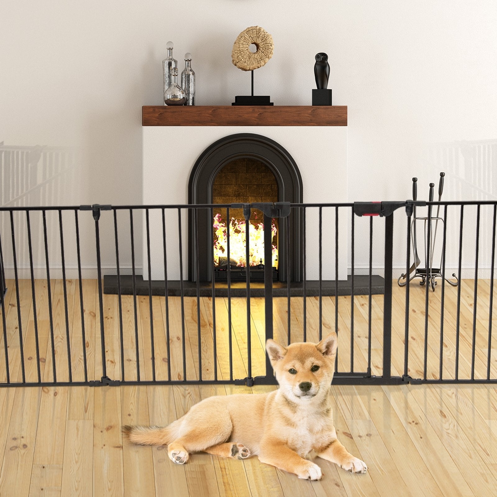 Adjustable Panel Baby Safe Metal Gate Play Yard, Black Pet Gate   at Gallery Canada