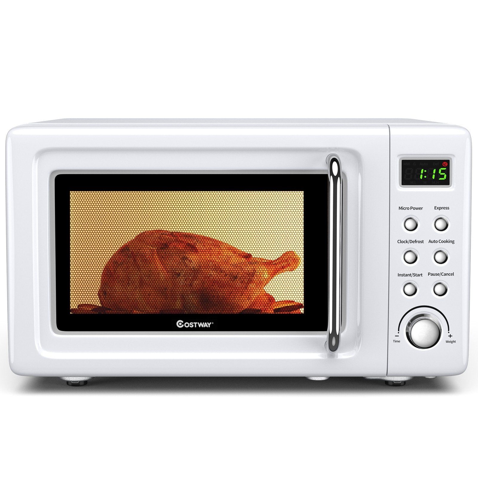 700W Retro Countertop Microwave Oven with 5 Micro Power and Auto Cooking Function, White Toaster Ovens   at Gallery Canada