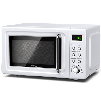 700W Retro Countertop Microwave Oven with 5 Micro Power and Auto Cooking Function, White Toaster Ovens   at Gallery Canada