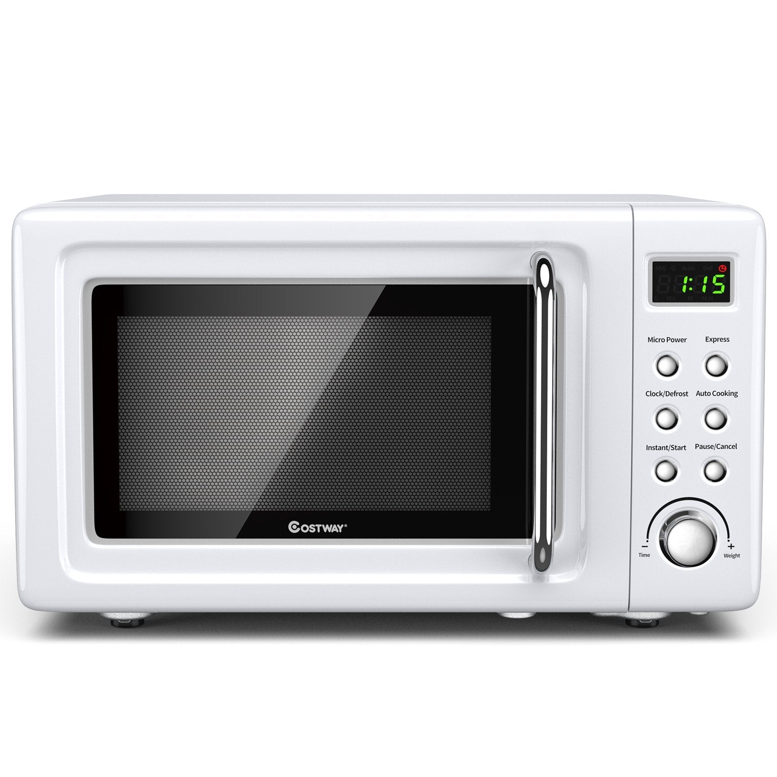 700W Retro Countertop Microwave Oven with 5 Micro Power and Auto Cooking Function, White Toaster Ovens   at Gallery Canada