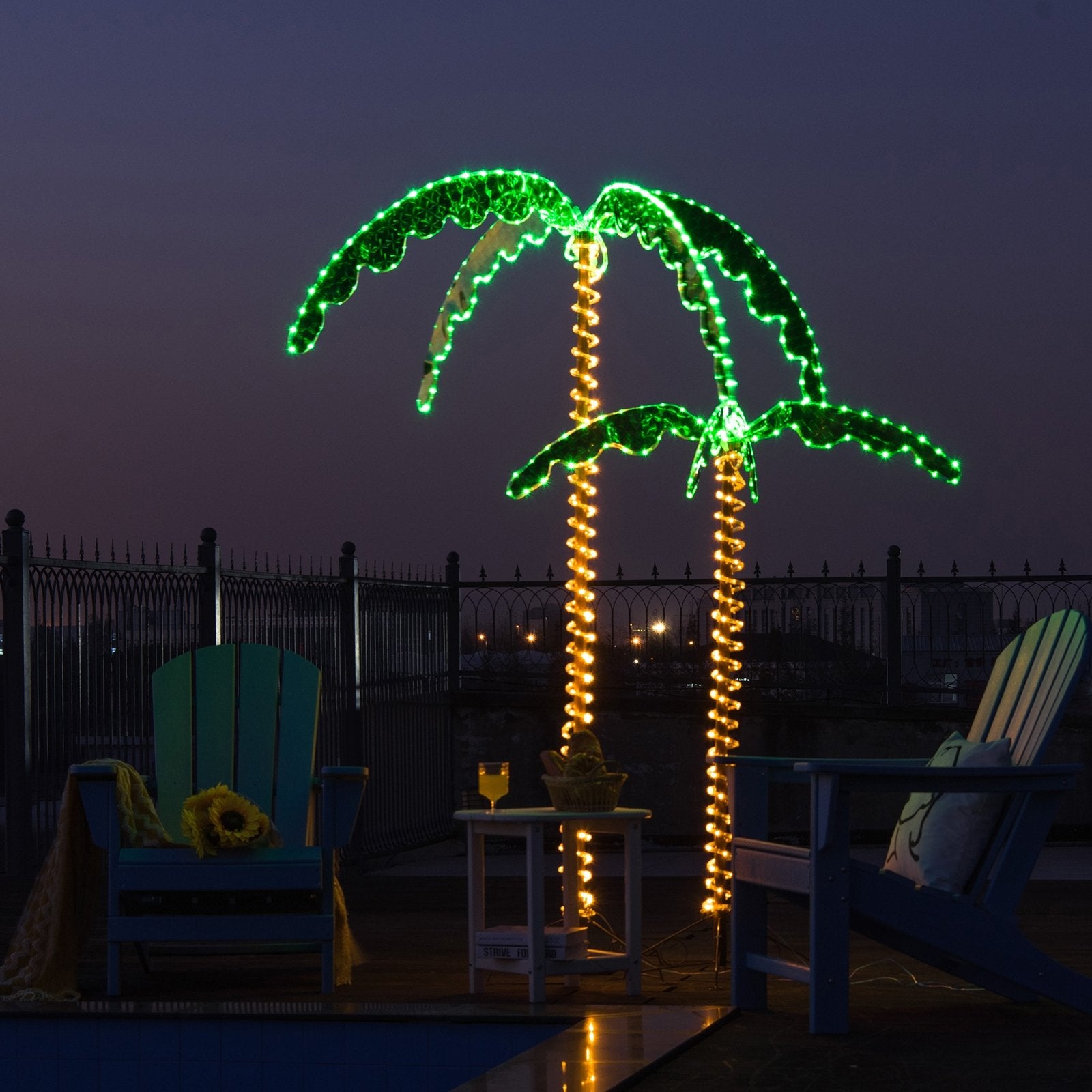 5 Feet LED Pre-lit Palm Tree Decor with Light Rope, Green Holiday Decor   at Gallery Canada