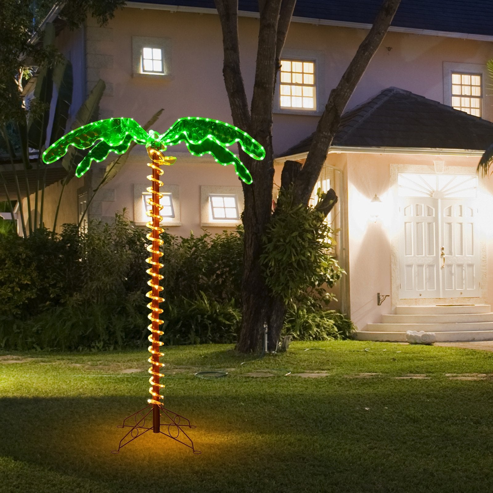 5 Feet LED Pre-lit Palm Tree Decor with Light Rope, Green Holiday Decor   at Gallery Canada