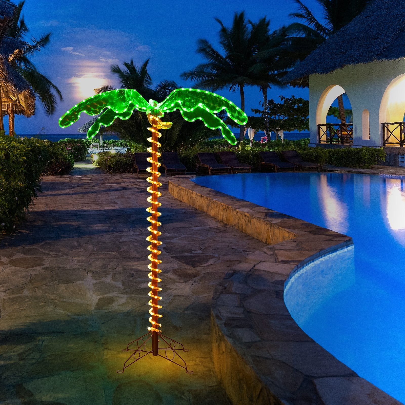 5 Feet LED Pre-lit Palm Tree Decor with Light Rope, Green Holiday Decor   at Gallery Canada