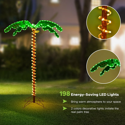 5 Feet LED Pre-lit Palm Tree Decor with Light Rope, Green Holiday Decor   at Gallery Canada