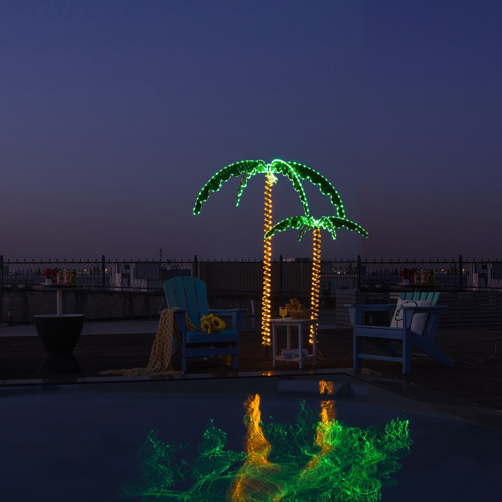 7 Feet LED Pre-lit Palm Tree Decor with Light Rope, Green Holiday Decor   at Gallery Canada